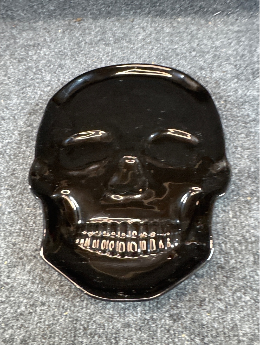 Black Ceramic Skull Trinket Dish Gothic Halloween Jewelry Tray Decor